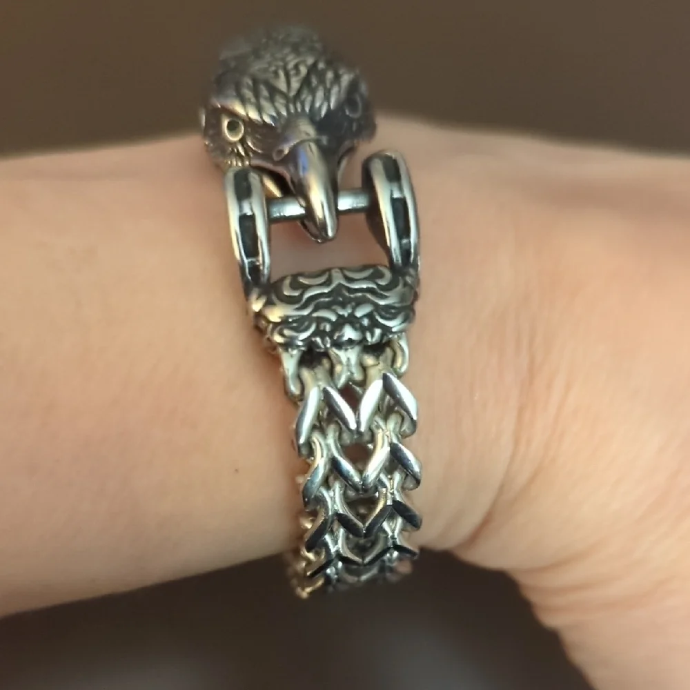 Silver Eagle Head Bracelet